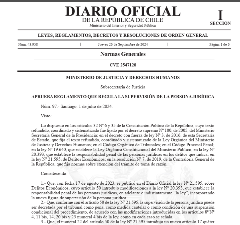 NUEVA LEY DE DELITOS PENALES ECONÓMICOS EN CHILE